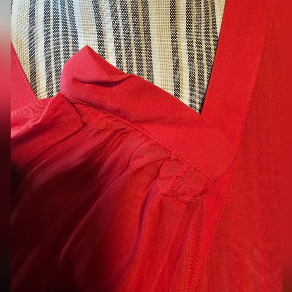 Gap women's red wrap front long-sleeved peplum button top size M - Picture 4 of 7